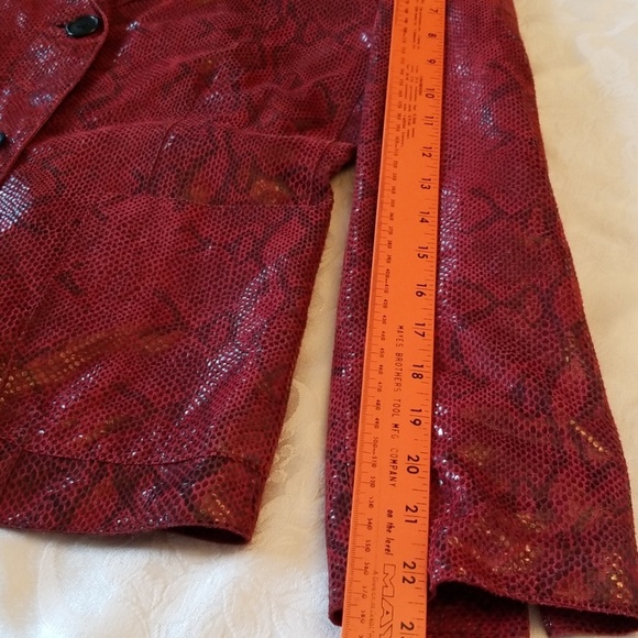Andrew Marc Red Snakeskin Leather Jacket - Picture 6 of 8